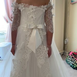 Girls White Size 9 floor length communion/ flower girl dress